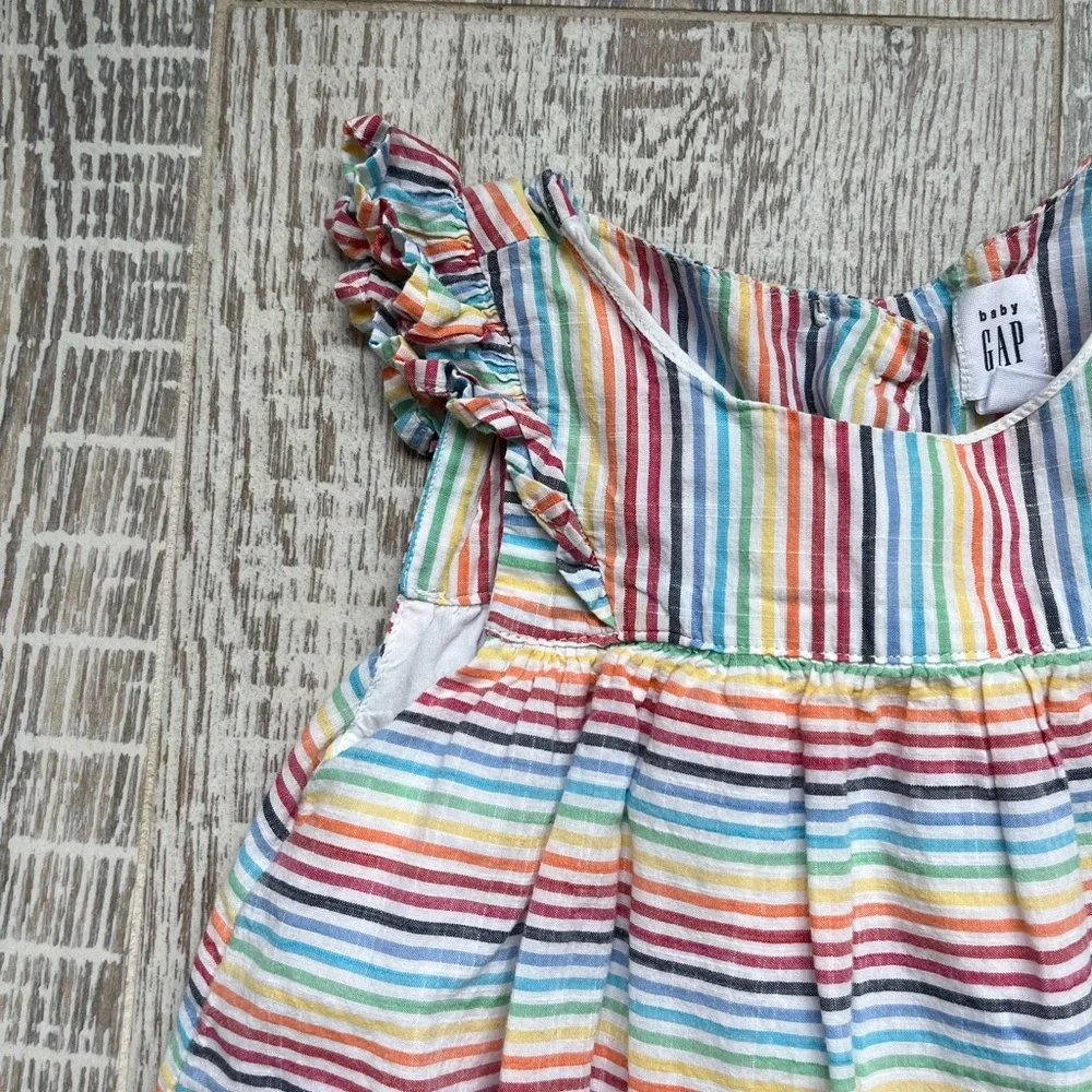 Gap Kids Size 3 Rainbow Striped Lightweight Lined Dress